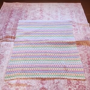 HOMEMADE Pastel Striped Crochet Blanket